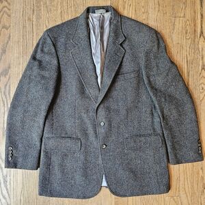 Vintage Lands' End x Harris Tweed Charcoal Tweed Blazer Size 42R